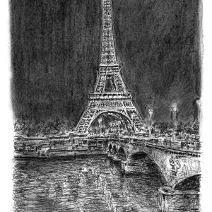 Prints of Eiffel Tower at night Paris Drawing
