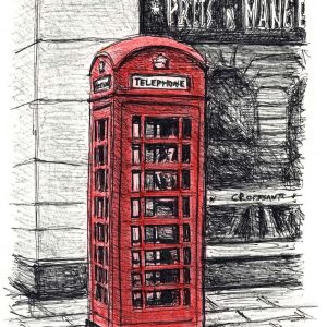 Prints of Telephone Box near the Royal Opera Arcade