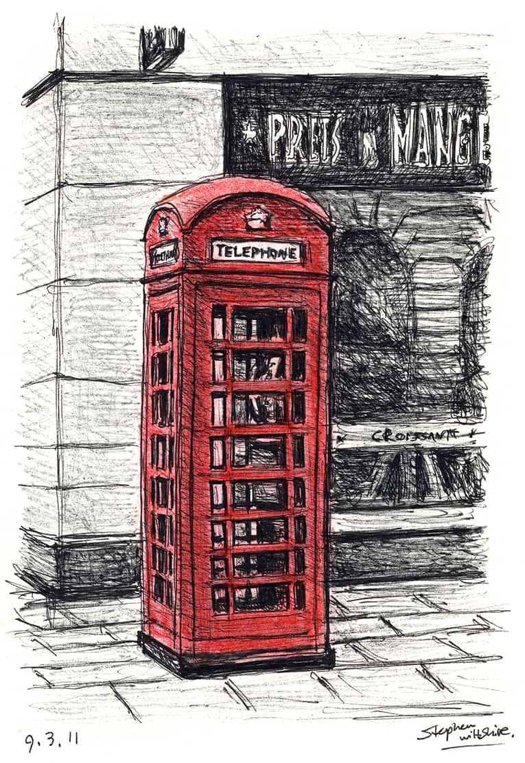 Prints of Telephone Box near the Royal Opera Arcade