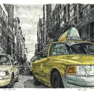 the Original New York street scene with New York taxi cab