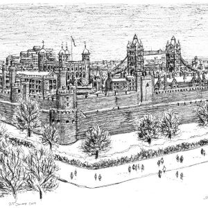 Drawing of Tower of London - Drawings of London