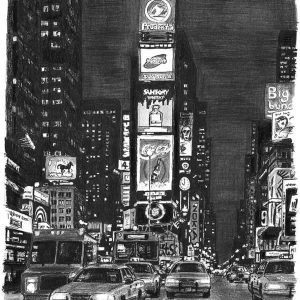Prints of Times Square at night Drawing