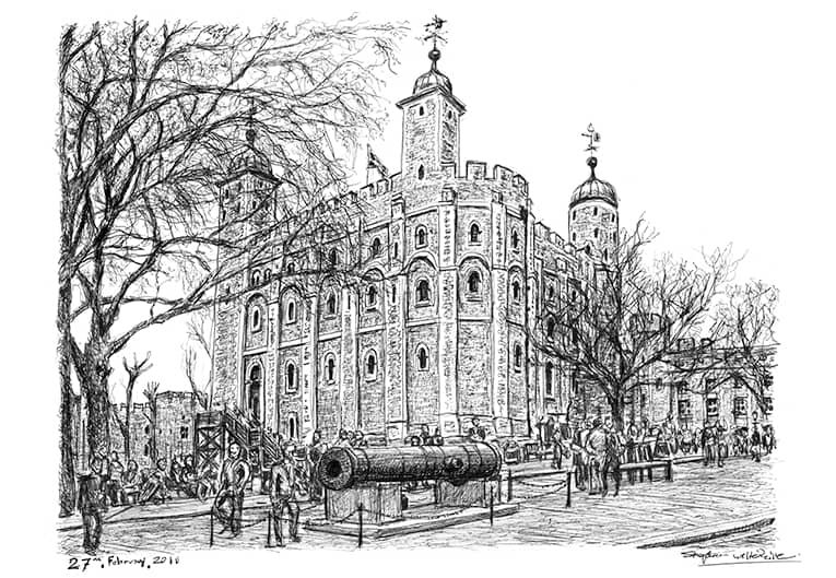 Prints of White Tower at Tower of London Drawing