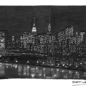 Prints of Manhattan Skyline at night Drawing