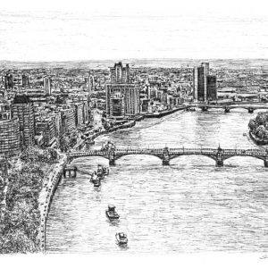 Drawing of Aerial view of River Thames