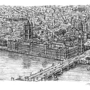 of Aerial view of Houses of Parliament London