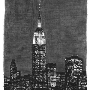 Prints of Empire State Building at night, NY Drawing
