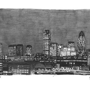 Prints of London City Skyline at night Drawing
