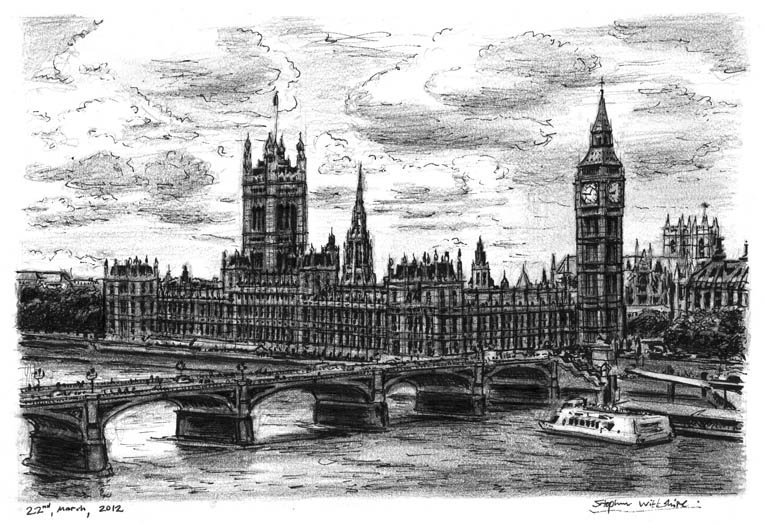 Prints of Houses of Parliament London Drawing