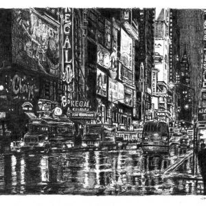 Prints of Times Square street scene Drawing