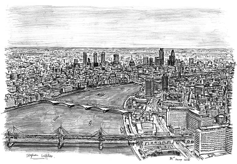 Prints of Birds eye view of London from London Eye