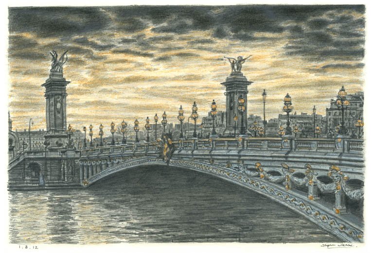 Prints of Pont Alexandre III, Paris Drawing