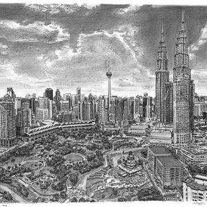 Prints of Kuala Lumpur skyline Drawing