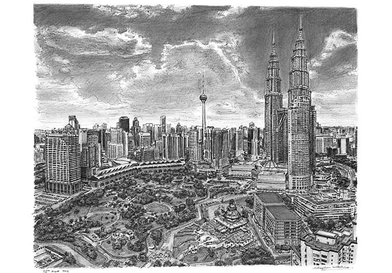 Prints of Kuala Lumpur skyline Drawing