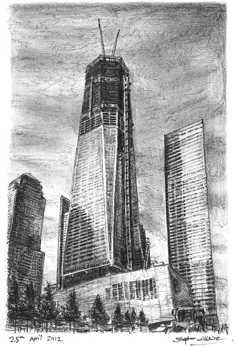 Prints of Freedom Tower in construction Drawing