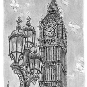 Prints of Big Ben Drawing - Skyline Art