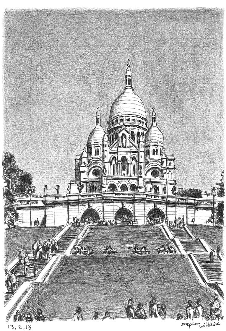 Prints of Sacre Coeur, Paris Drawing