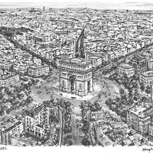 Drawing of Aerial view of Arc de Triomphe