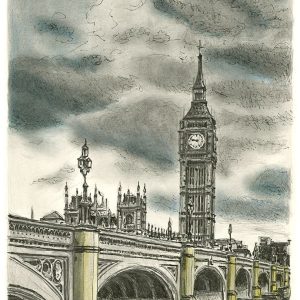 Frame the Original Westminster Bridge and Big Ben Drawing by Stephen Wiltshire