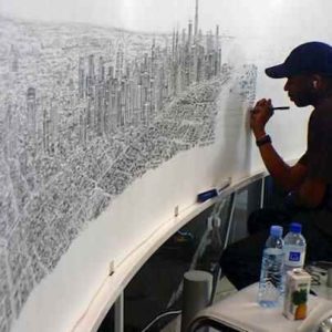 Prints of Dubai Panorama Drawing - Cityscape Art