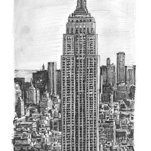 Drawing of Empire State Building, New York
