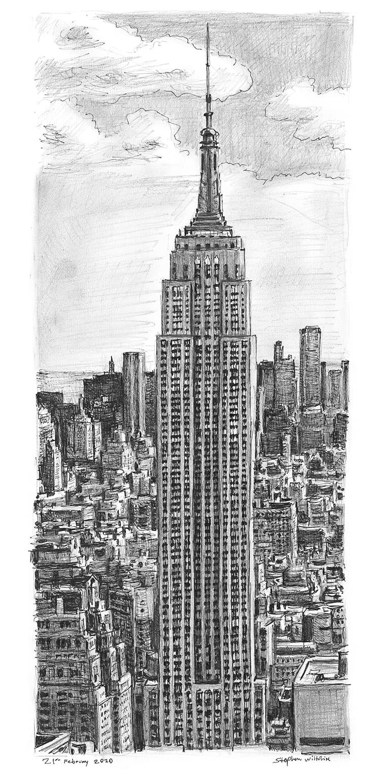 Drawing of Empire State Building, New York