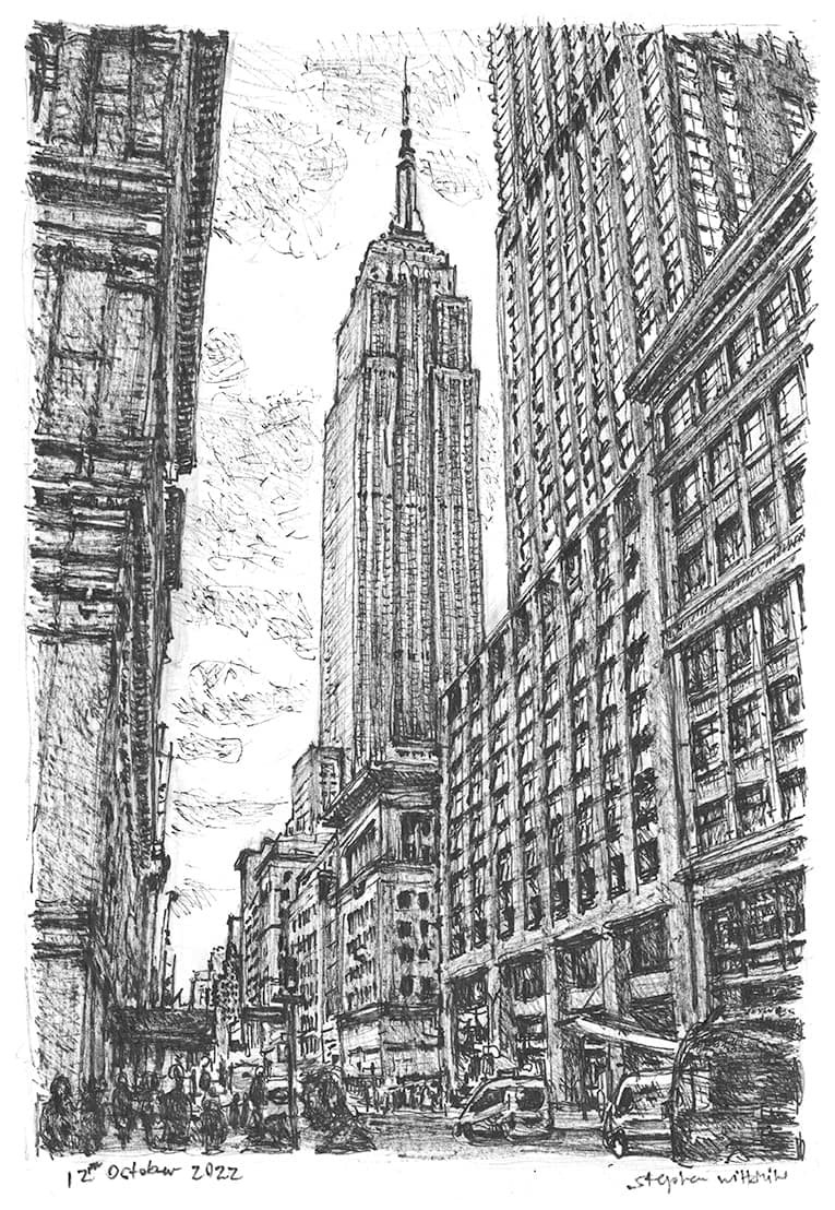 Drawing of Empire State Building New York City 2022