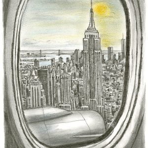Prints of Empire State Building seen from the airplane