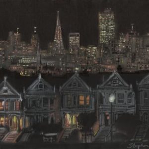 Drawing of San Francisco by night