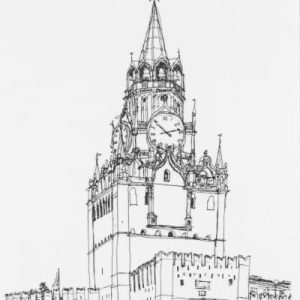 Drawing of Spaasky Tower, Kremlin