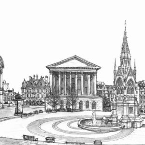 Drawing of Chamberlain Square, Birmingham 1997
