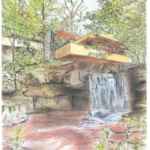Drawing of Fallingwater - Bear Run - Pennsylvania