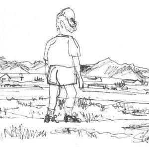 Drawing of Oliver Sacks in Las Vegas