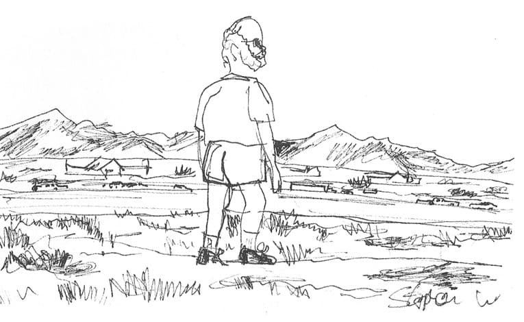 Drawing of Oliver Sacks in Las Vegas