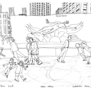 Drawing of Rockefeller Plaza - Cityscape Art