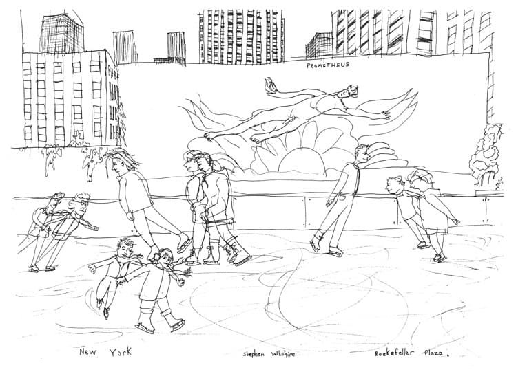 Drawing of Rockefeller Plaza - Cityscape Art