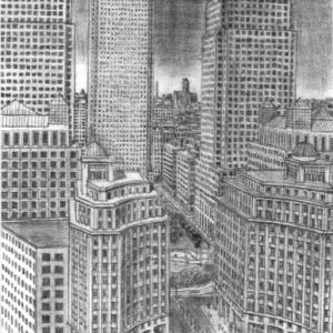 Drawing of Canary Wharf in August 1988
