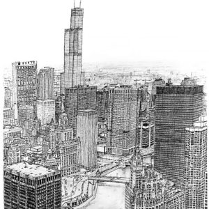 Drawing of Chicago - Architectural Art