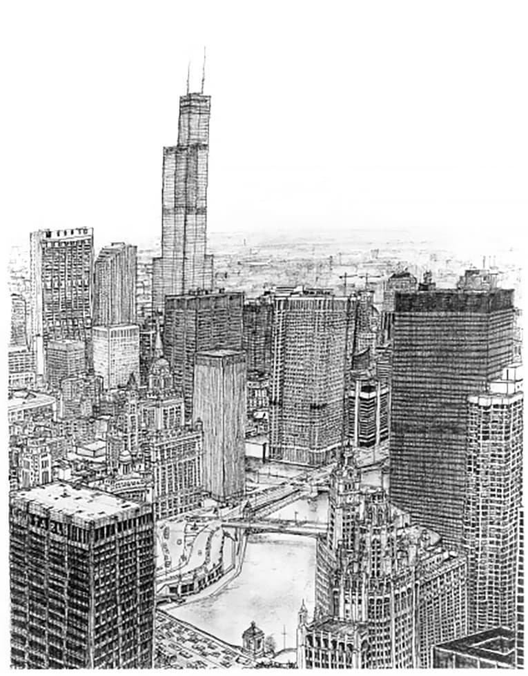 Drawing of Chicago - Architectural Art