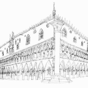 Drawing of The Doges Palace, Venice 1989