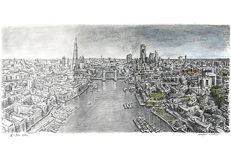 Frame the Original Graduation of Tower Bridge and River Thames by Stephen Wiltshire