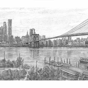 Drawing 3D Brooklyn Bridge, Manhattan - Limited Edition of 25