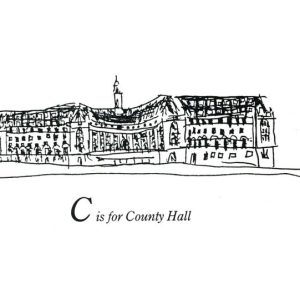 Drawing of London Alphabet - C for County Hall