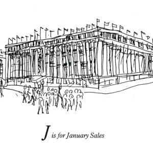 Drawing of London Alphabet - J for January sales