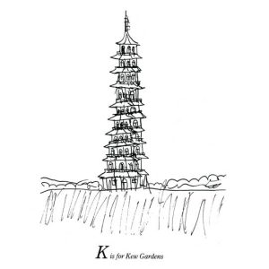 Drawing of London Alphabet - K for Kew Gardens