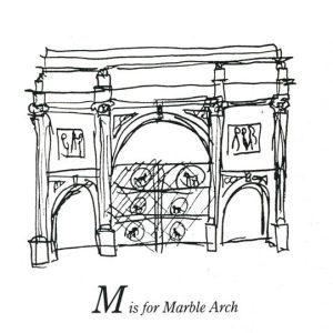 Drawing of London Alphabet - M for Marble Arch
