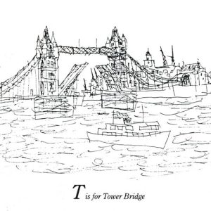 Drawing of London Alphabet - T for Tower Bridge