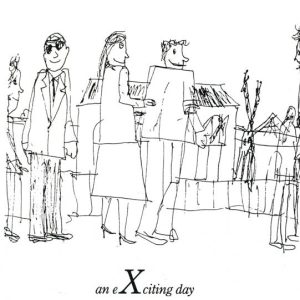 Drawing of London Alphabet - X for eXciting day