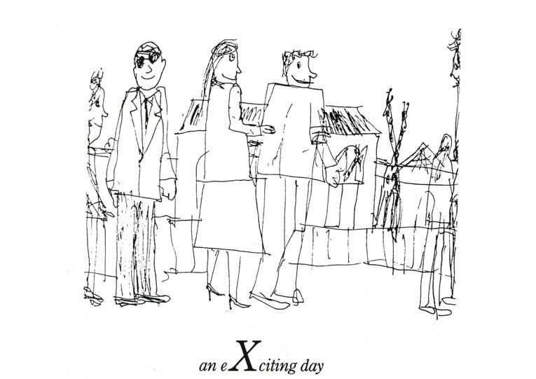 Drawing of London Alphabet - X for eXciting day