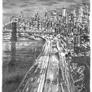 Prints of New York City freeway at night Drawing